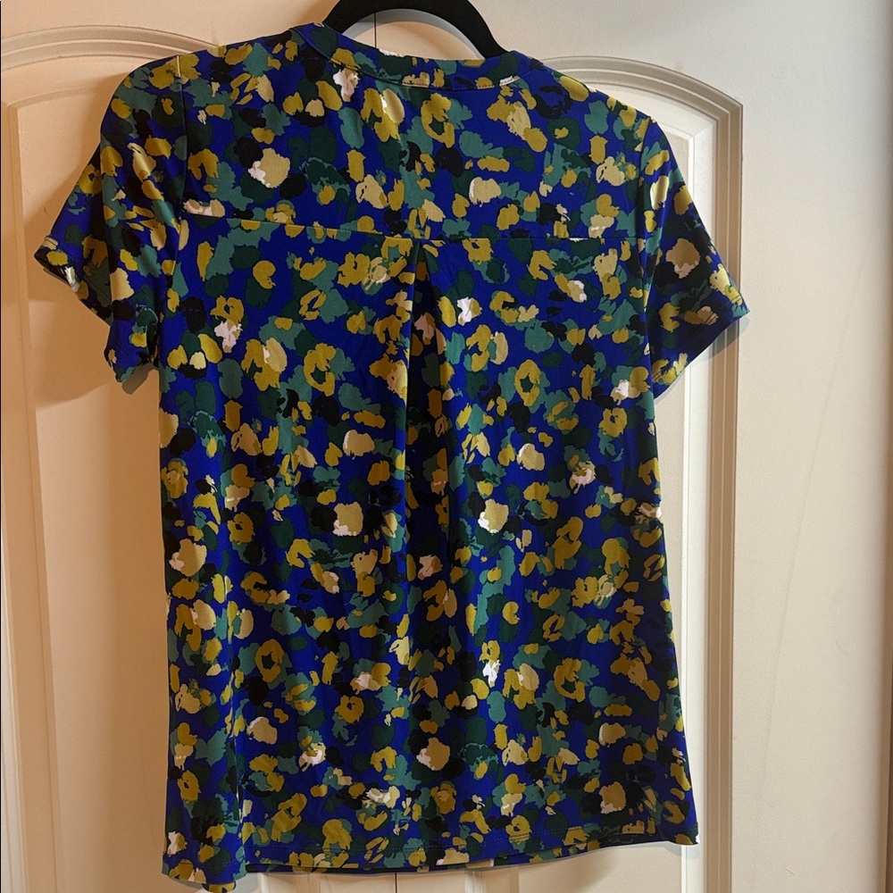 Anne Klein Blue and Yellow Floral Blouse - Picture 5 of 6